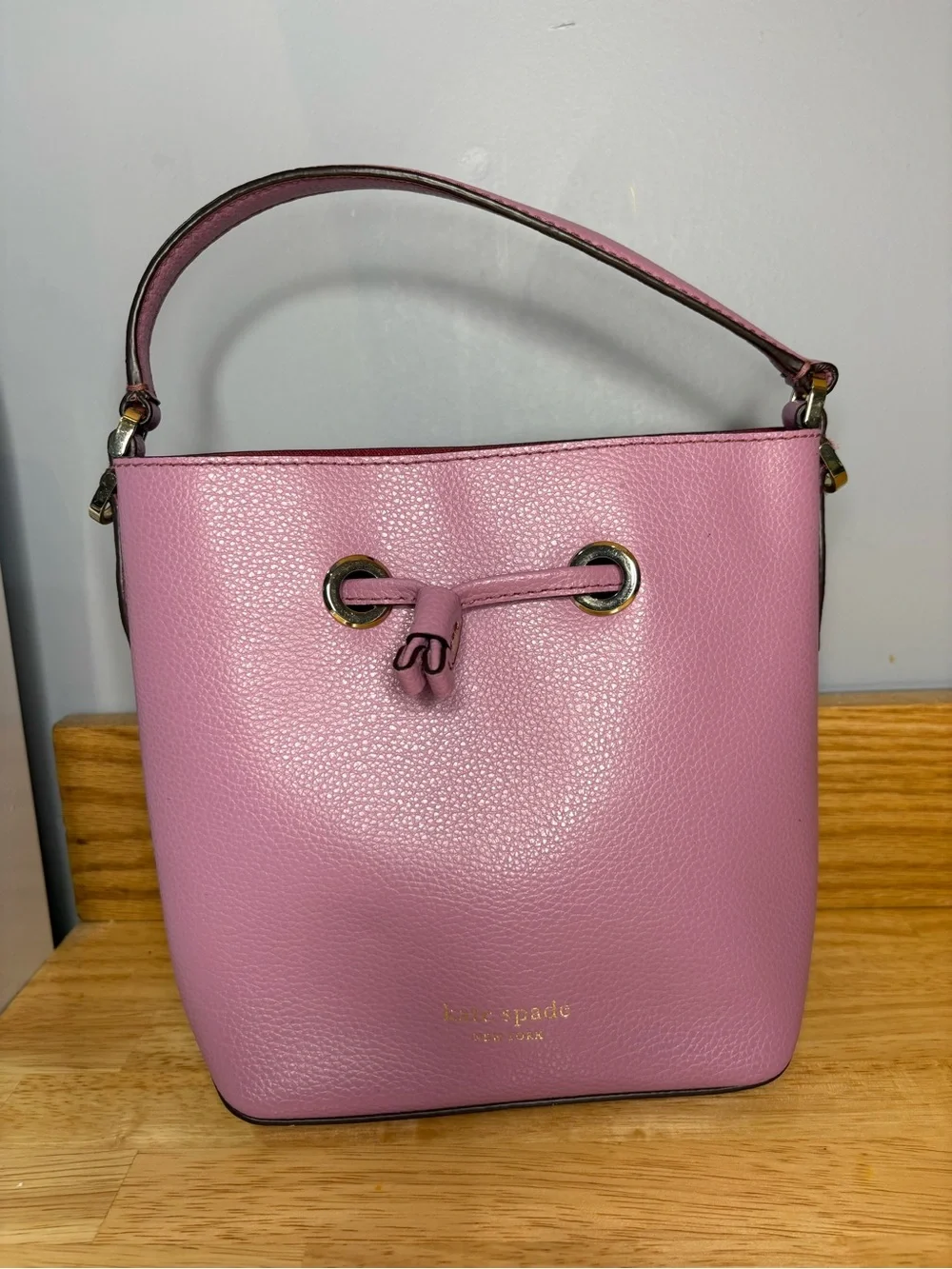Kate Spade Mauve Pebbled Leather Bucket Bag